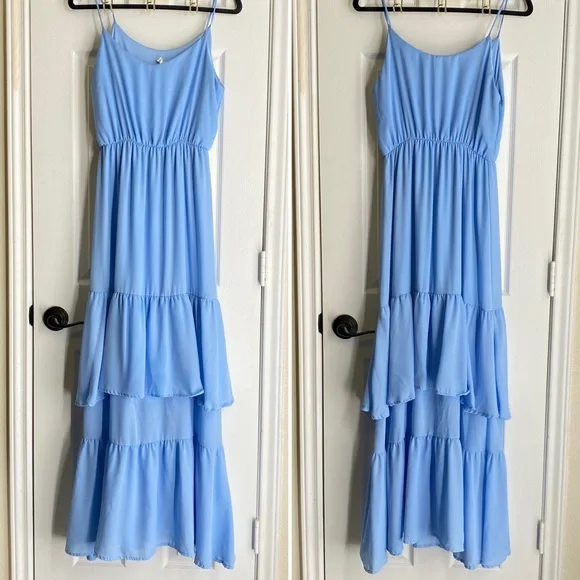 Pinkblush Chiffon Tiered Ruffle Maternity Dress - Picture 2 of 6